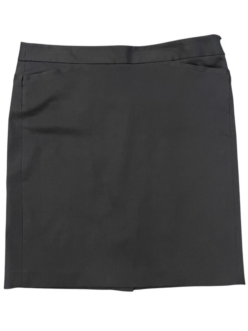 Theory Women's Black Wool Blend Stretch Pencil Skirt Pockets Back Slit Size 12